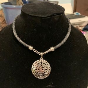 Leather and silver necklace